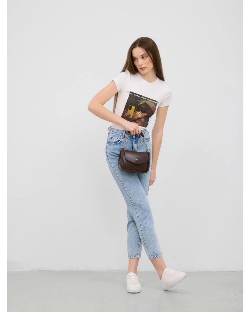 ORLA PARIS – Mini Sac à Main Chaîne – Marron Chocolat